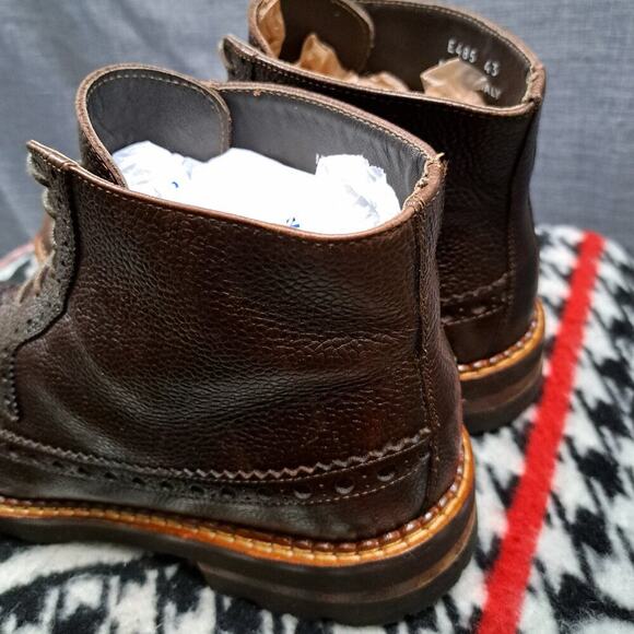 %Calzoleria Toscana Men Leather Wingtip Boots E485 Size 43 / D1 main image 5